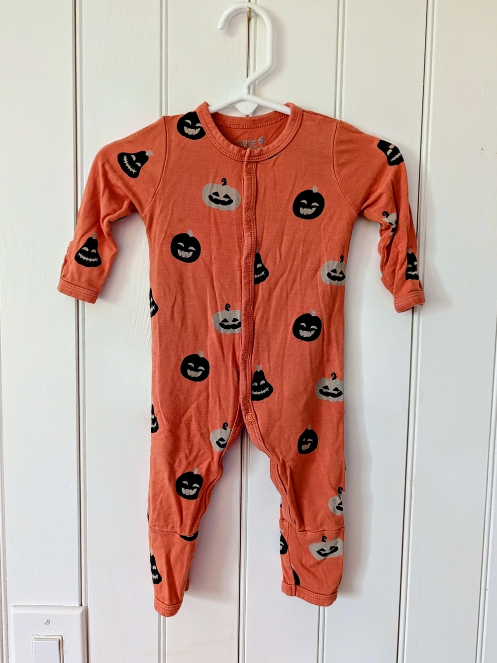 Kyte BABY Orange "Carve" Pumpkin Print Footie